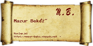 Mazur Bekő névjegykártya